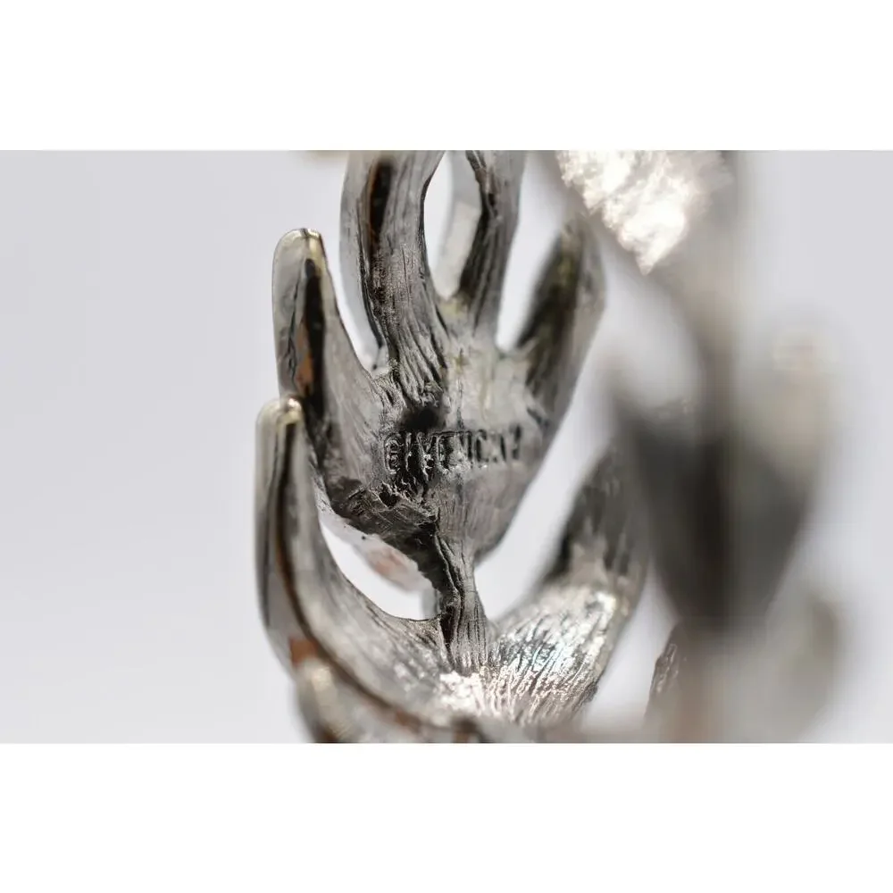 Givenchy Vintage Crystal Earrings Peacock Rhinestone Blue Hoop Signed 1980s BinC